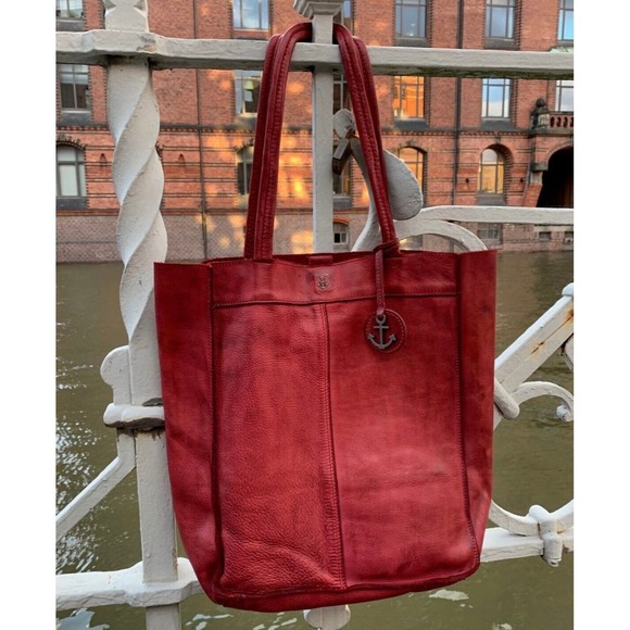 Harbour 2nd Elbe Tote Bag Red Leather Shopper